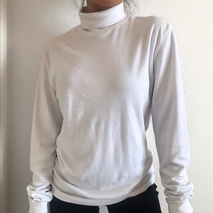 White Long Sleeve Turtleneck Shirt